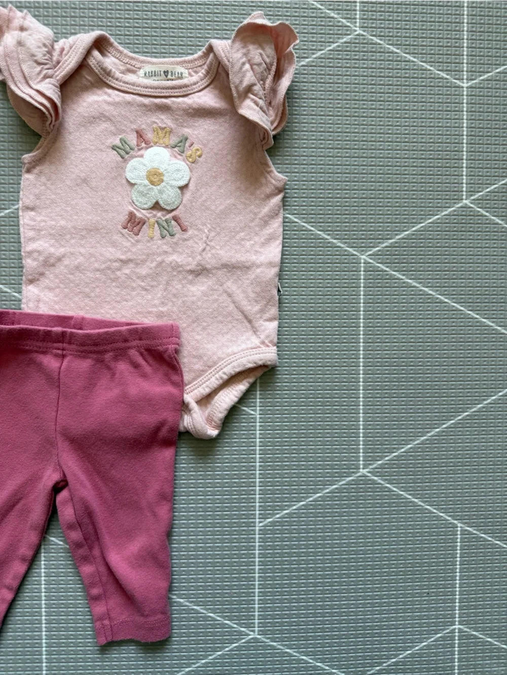 Rabbit + bear|Baby girl set,blush Pink Bodysuit MAMAS MINI,& leggings•••boho